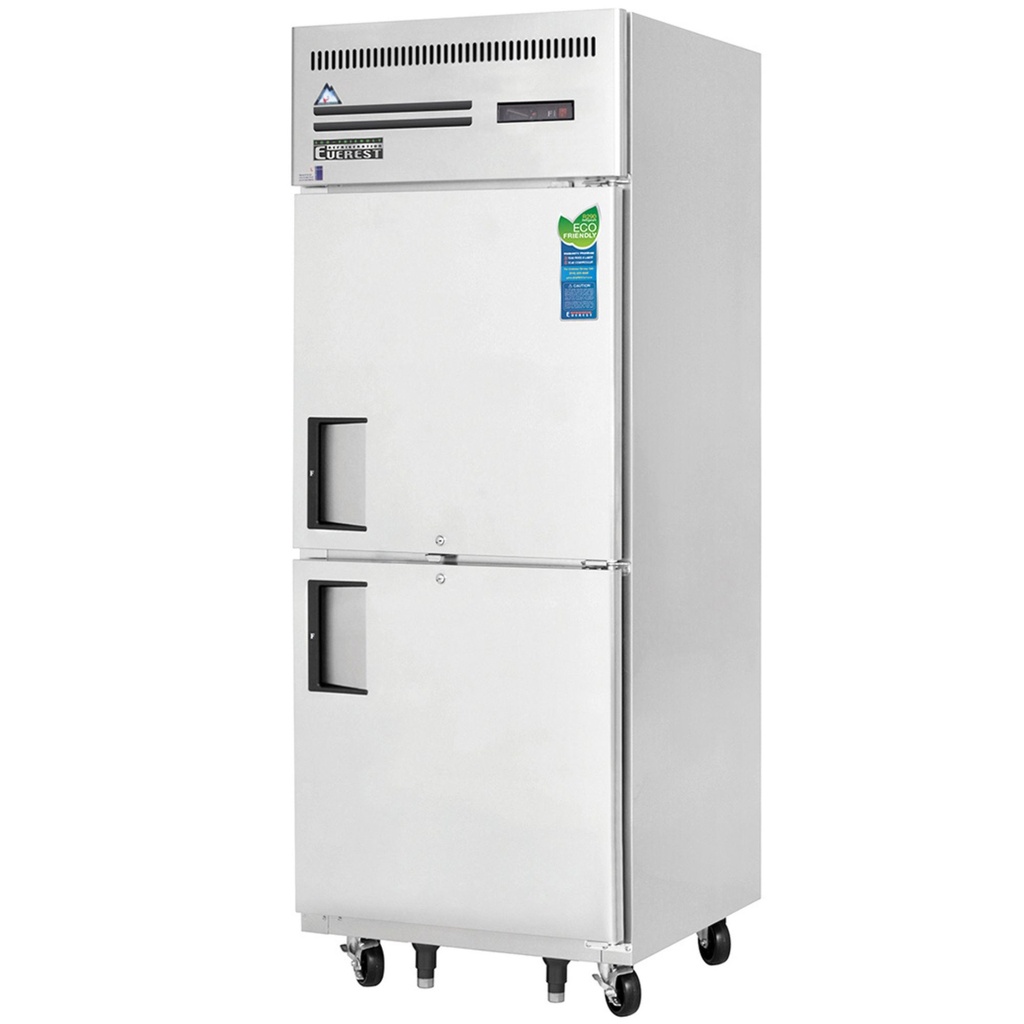 Everest ESFH2 30 inch Commercial 1 Section 2 Half Door Upright Reach-In Freezer with 23 Cu. Ft. Capacity, 1/2 Horsepower, in Stainless Steel	