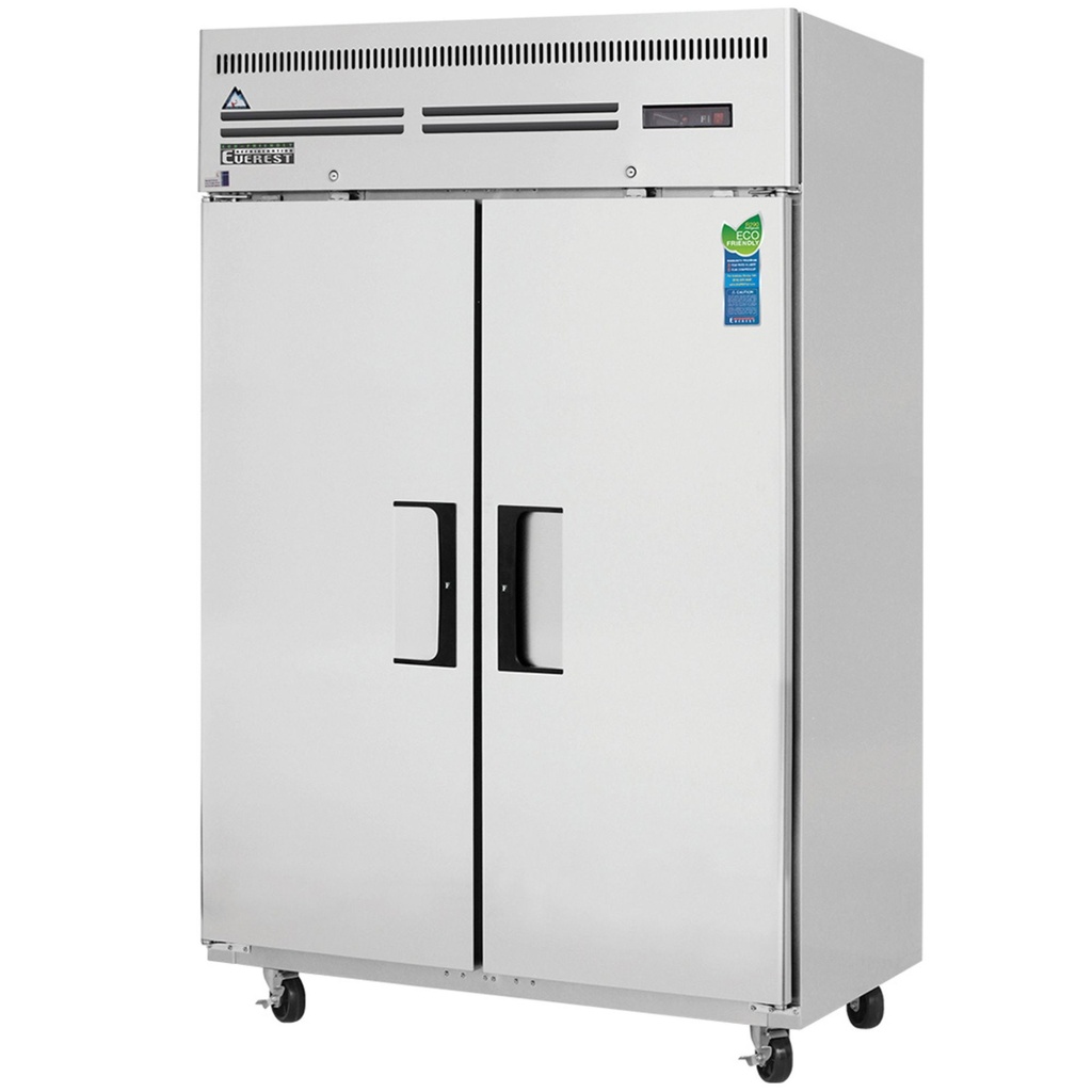Everest ESF2 50 inch Commercial 2 Section Solid Door Upright Reach-In Freezer with 48 Cu. Ft. Capacity, 1 Horsepower, in Stainless Steel
