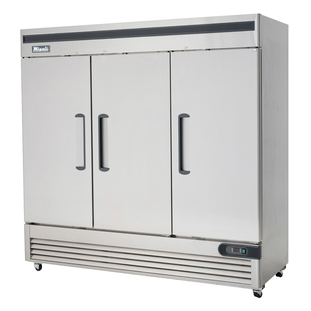 Migali C3RHC 78 inch Commercial 3-Door Reach-In Refrigerator with 72 cu. ft. Capacity, 1/3 Horsepower, in Stainless Steel