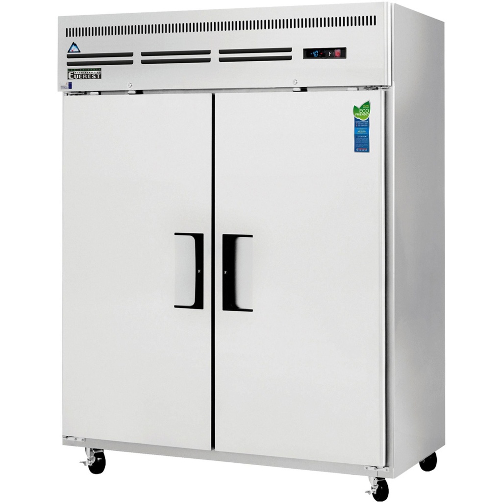 Everest ESWF2 59 inch Commercial 2 Section Solid Door Upright Reach-In Freezer with 55 Cu. Ft. Capacity, 1 Horsepower, in Stainless Steel