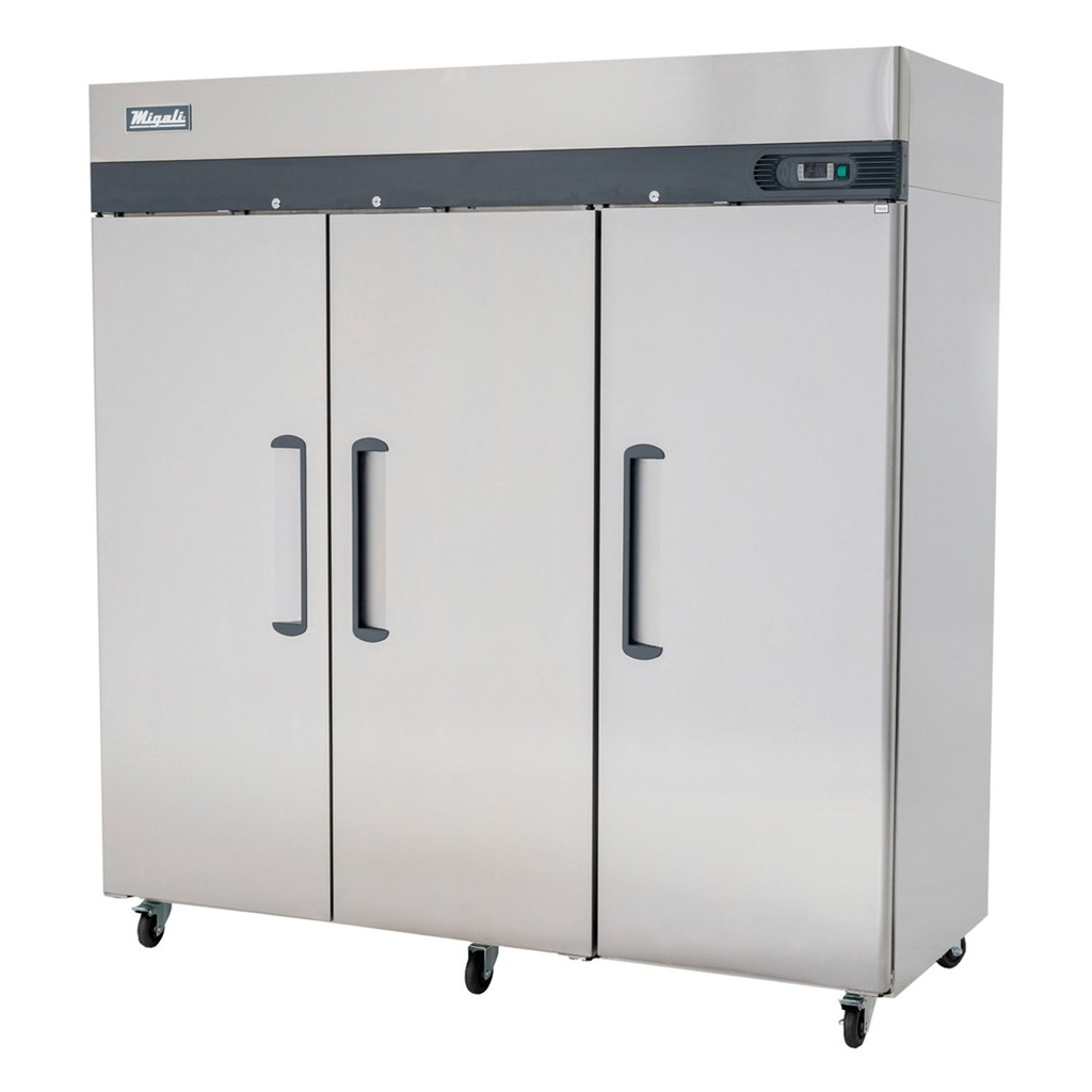 Migali C3FHC Competitor Series 78 inch Commercial 3-Door Reach-In Freezer with 72 cu. ft. Capacity, 1-1/4 Horsepower, in Stainless Steel