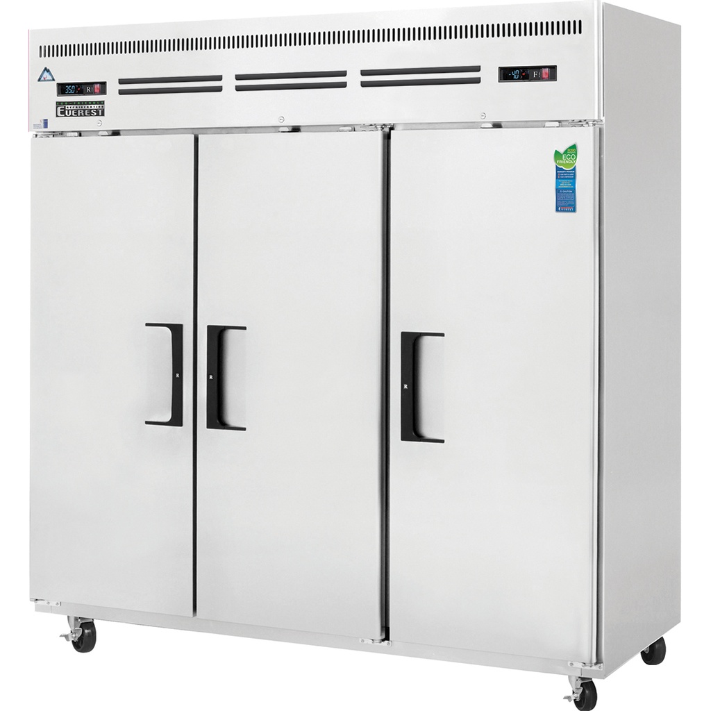 Everest ESRF3 75 inch Commercial Reach-In Dual Temperature Refrigerator/Freezer Combo with 68 Cu. Ft. Capacity, 3/4 Horsepower, in Stainless Steel
