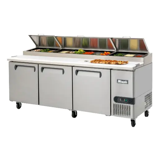 [CPP93HC] Migali CPP93HC Competitor Series 93 inch Commercial 3-Door Pizza Prep Table Refrigerator with 26 cu. ft. Capacity, 2/3 Horsepower, in Stainless Steel