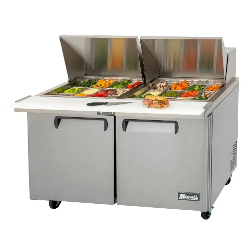 [CSP6024BTHC] Migali CSP6024BTHC Competitor Series 60 inch Commercial 2-Door, 24-Pans, Big Top Sandwich Prep Table Refrigerator with 18 cu. ft. Capacity, 1/2 Horsepower, in Stainless Steel