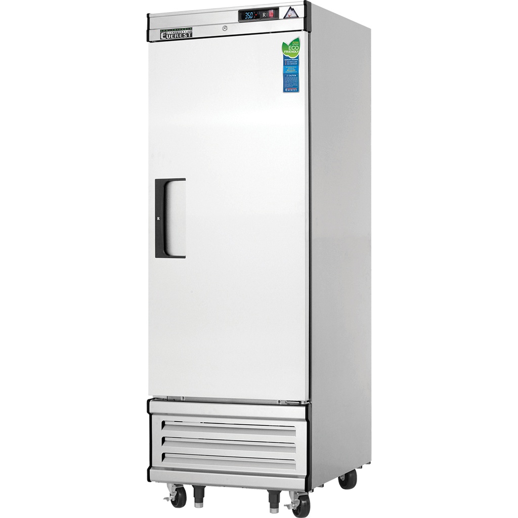 Everest EBR1 27 inch Commercial 1 Section Solid Door Bottom Mounted Upright Reach-In Refrigerator with 21 Cu. Ft. Capacity, 1/4 Horsepower, in Stainless Steel