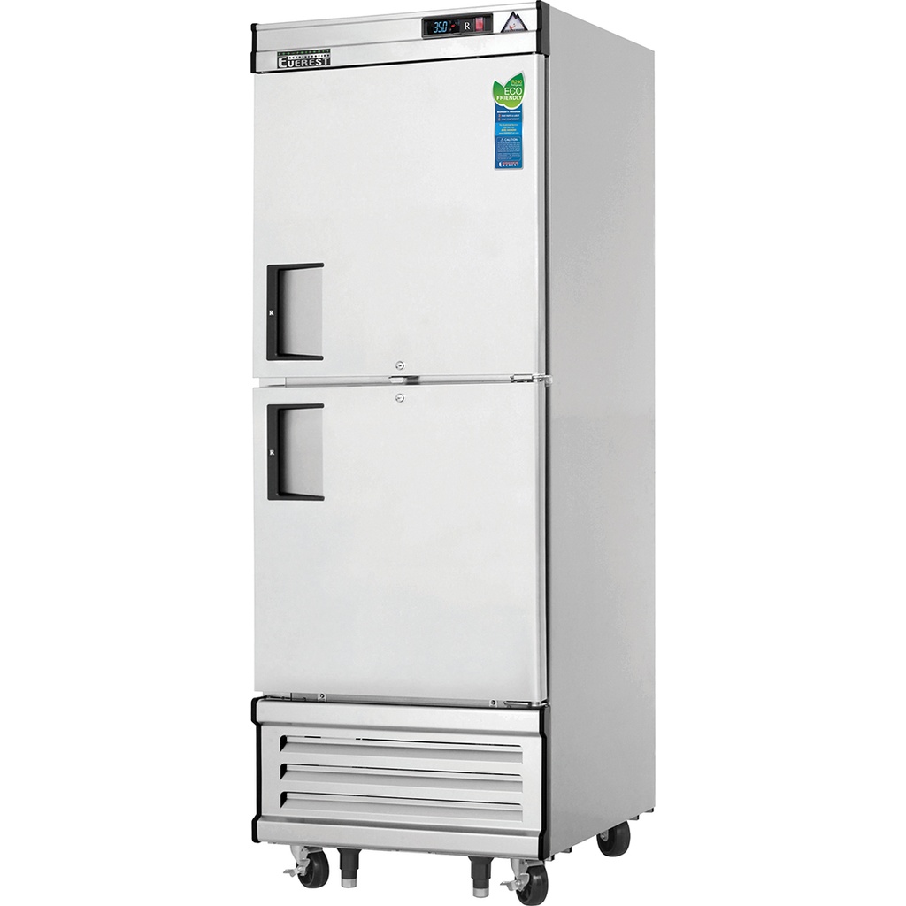 Everest EBWRH2 30 inch Commercial 1 Section 2 Half Door Bottom Mounted Upright Reach-In Refrigerator with 23 Cu. Ft. Capacity, 1/4 Horsepower, in Stainless Steel
