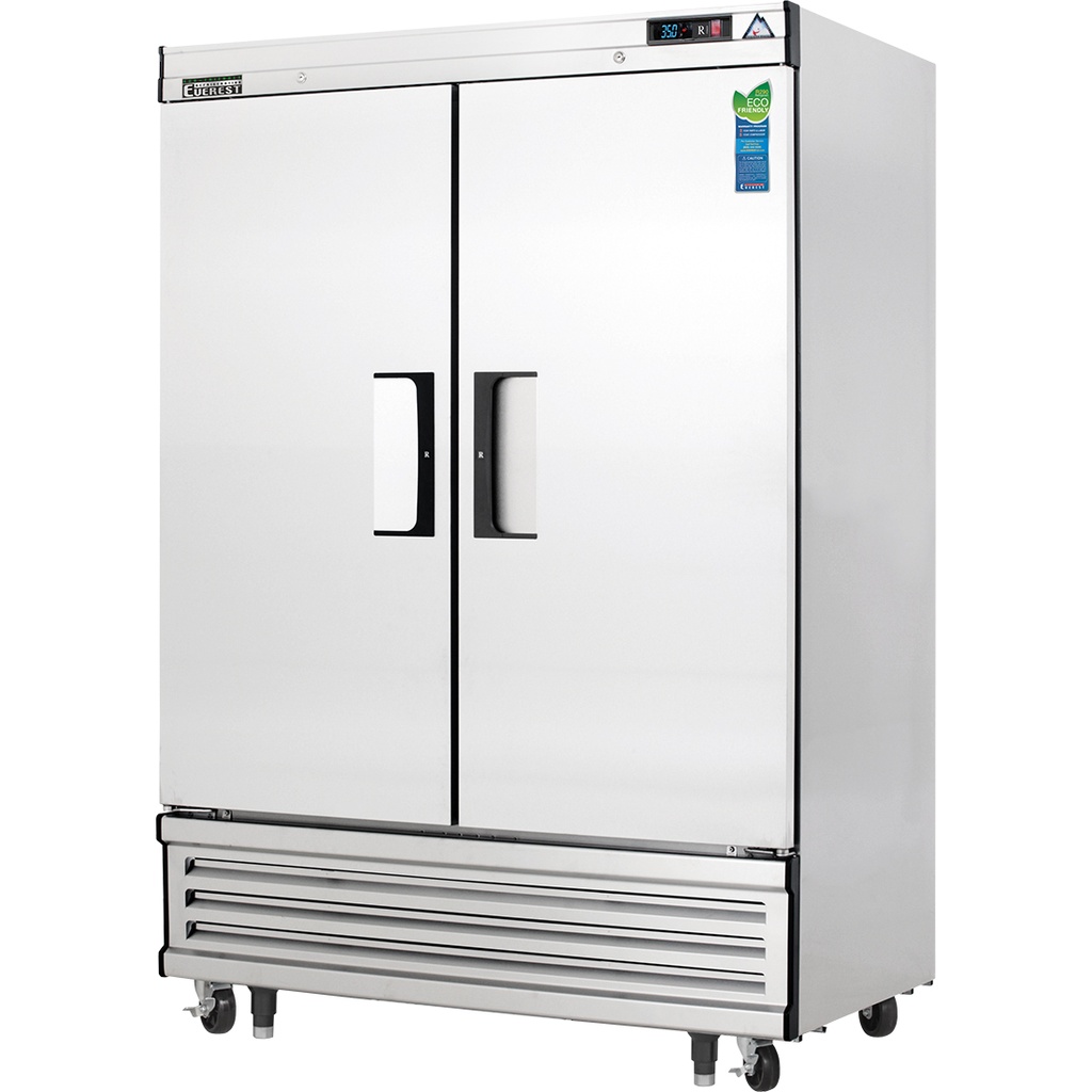 Everest EBR2 55 inch Commercial 2 Section Solid Door Bottom Mounted Upright Reach-In Refrigerator with 50 Cu. Ft. Capacity, 1/3 Horsepower, in Stainless Steel