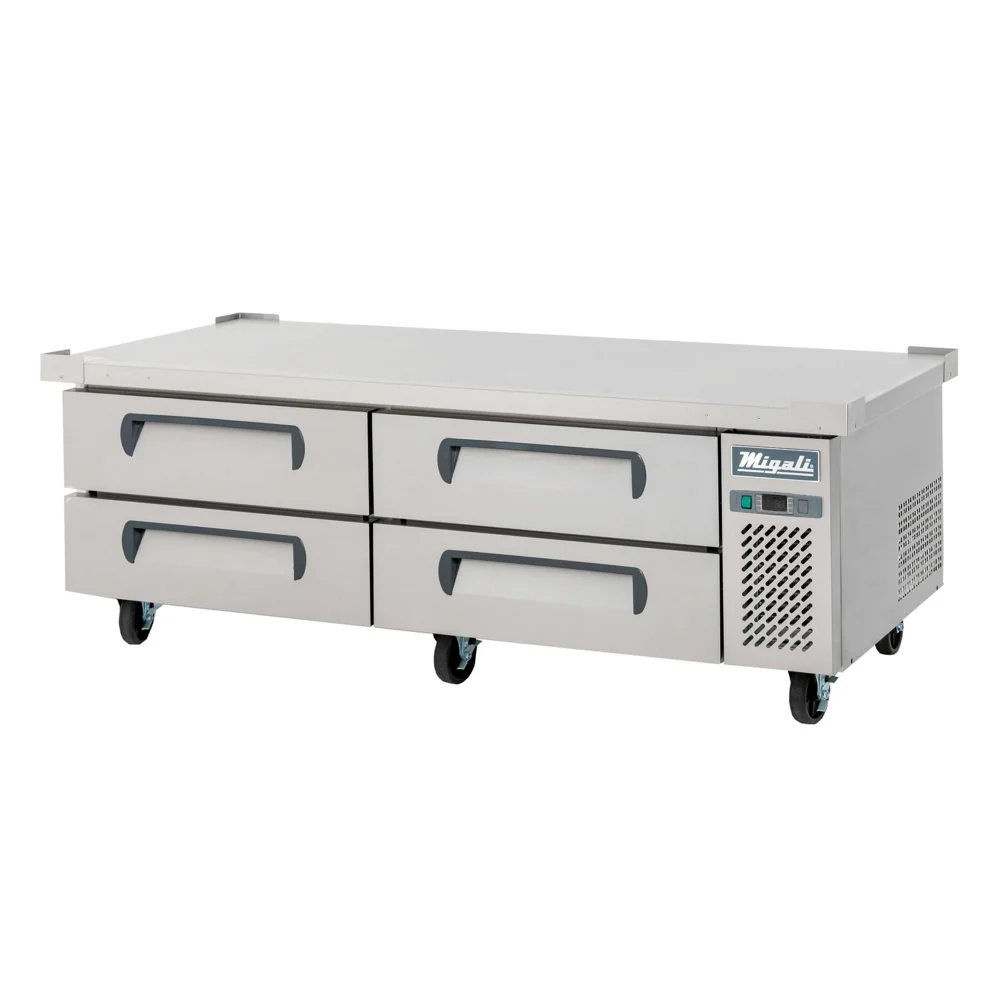 Migali CCB72HC Competitor Series 72 inch Commercial Refrigerated Chef Base with 15 cu. ft. Capacity, 4-Drawers, 1/4 Horsepower, in Stainless Steel