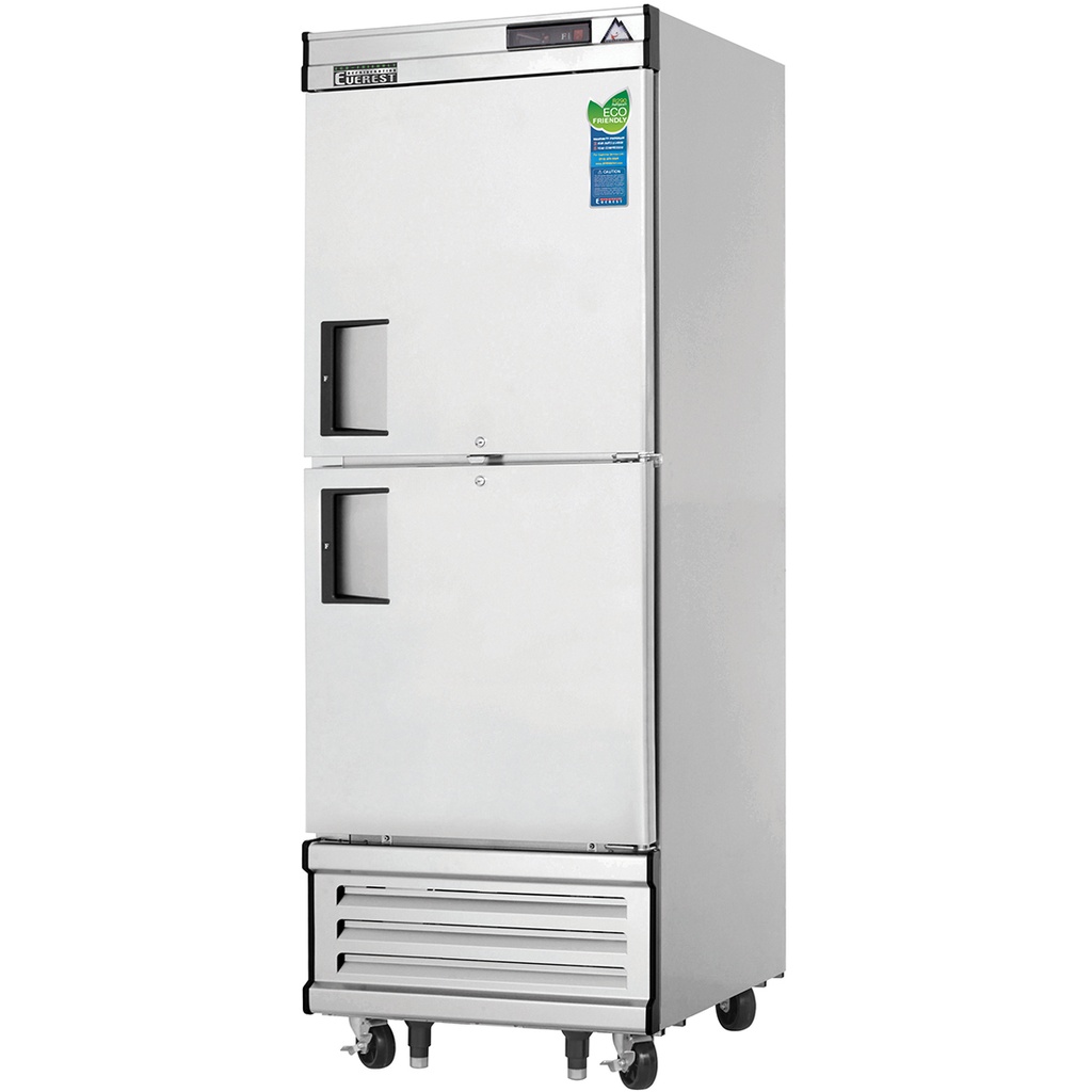Everest EBWFH2 30 inch Commercial 1 Section 2 Half Door Bottom Mounted Upright Reach-In Freezer with 23 Cu. Ft. Capacity, 1/2 Horsepower, in Stainless Steel