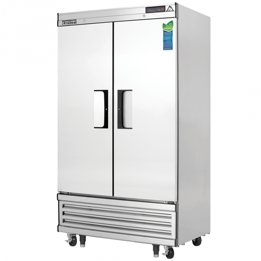 Everest EBNF2 40 inch Commercial 2-Section Solid Door Bottom Mounted Upright Reach-In Freezer with 33 Cu. Ft. Capacity, 1 Horsepower, in Stainless Steel
