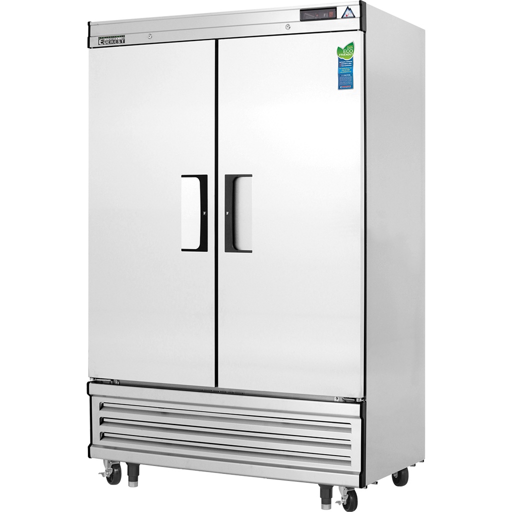 Everest EBSF2 50 inch Commercial 2-Section Solid Door Bottom Mounted Upright Reach-In Freezer with 48 Cu. Ft. Capacity, 1 Horsepower, in Stainless Steel