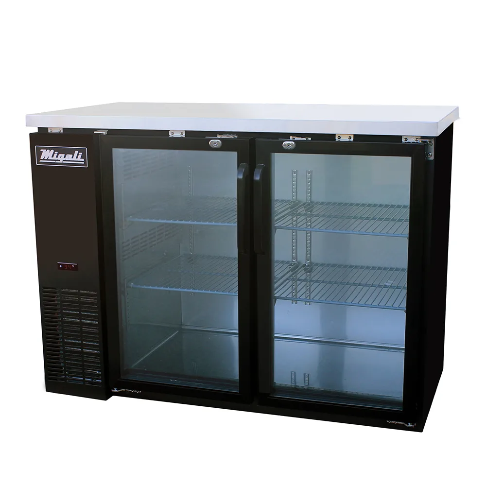Migali CBB48GHC Competitor Series 48 inch Commercial Glass Door Back Bar Refrigerator with 12 cu.ft. Capacity, 1/3 Horsepower, in Stainless Steel