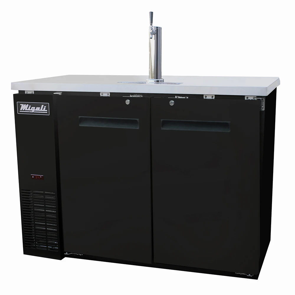 Migali CDD482HC Competitor Series 48 inch Commercial 2 Door Direct Draw Beer Dispenser with 12 cu.ft. Capacity, 1/3 Horsepower, in Stainless Steel