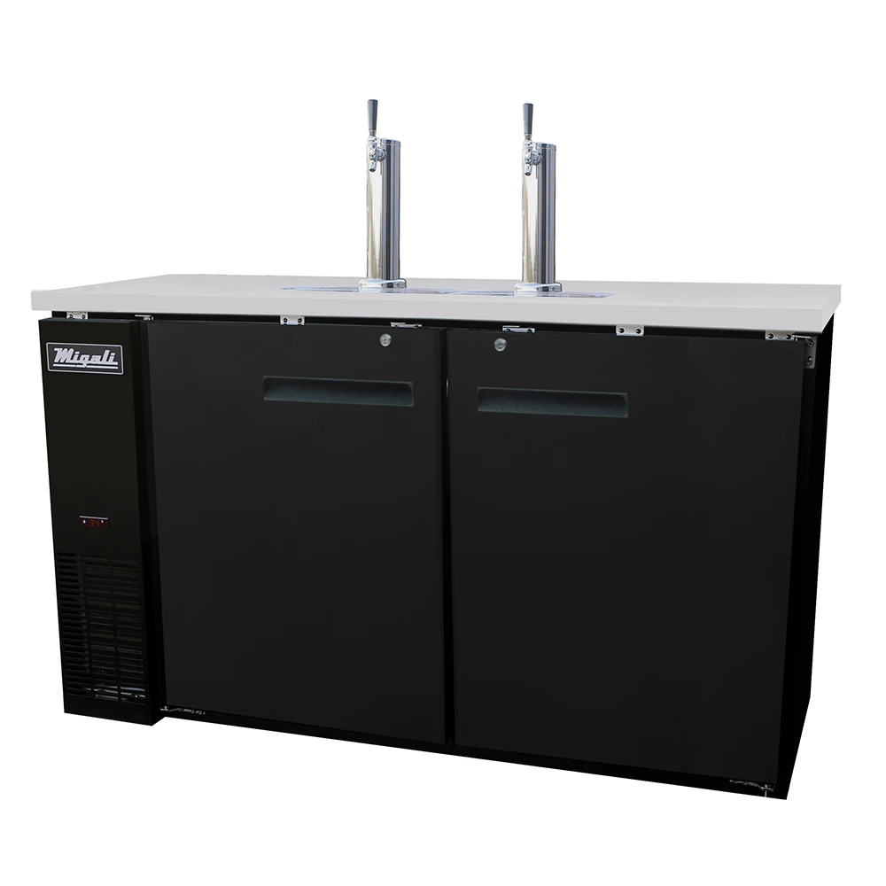 Migali C-DD60-2-HC 60 inch Competitor Series Commercial 2-Door Direct Draw Beer Dispenser with 16 cu. ft. Capacity, 1/3 Horsepower, in Stainless Steel