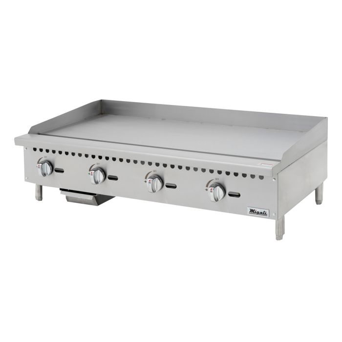 Migali CG48 Competitor Series 48 inch Commercial Manual Griddle with 4 burners, 3/4 inch thick Steel Plate, 120,000 Total BTU, in Stainless Steel