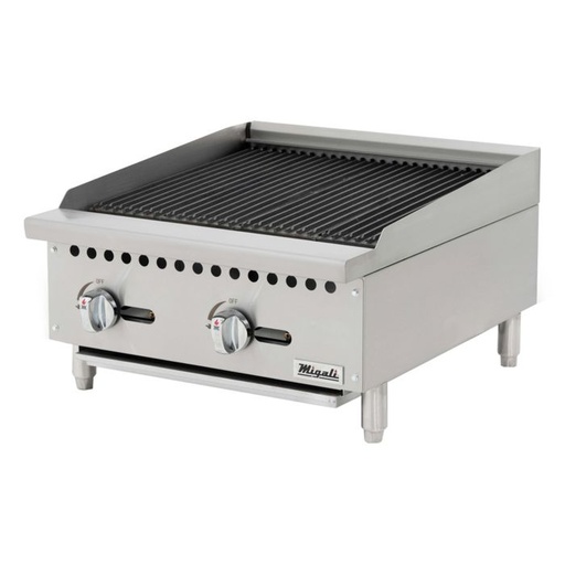 [CRB24] Migali CRB24 24 inch Commercial Wide Radiant Broiler with 2-Burners, Manual Controls, 70,000 BTU, in Stainless Steel
