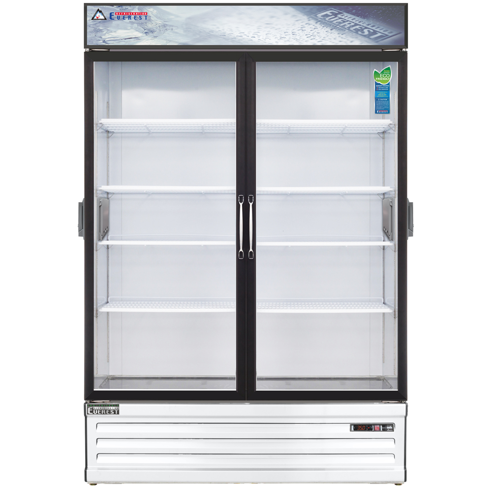 Everest EMSGR48C 54 inch Commercial Double Swing Glass Door Chromatography Refrigerator with 50 Cu. Ft. Capacity, 1/2 Horsepower, in White