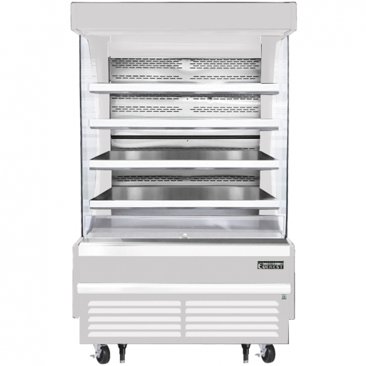 Everest EOMV48W28T 48 inch Commercial Vertical Air Curtain Merchandiser Refrigerator with 16.8 Cu. Ft. Capacity, 3/4 x2 Horsepower, in White