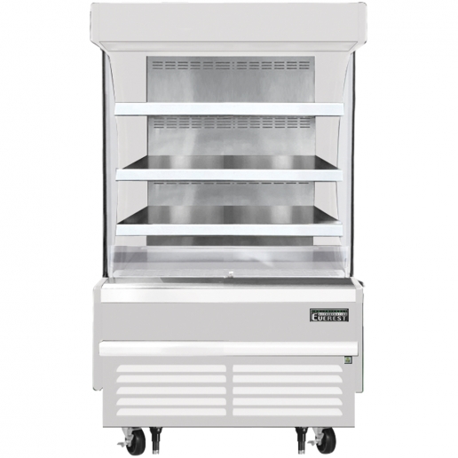 Everest EOMV36W28S 38 inch Commercial Vertical Air Curtain Merchandiser Refrigerator with 9.3 Cu. Ft. Capacity, 1/2 Horsepower, in White