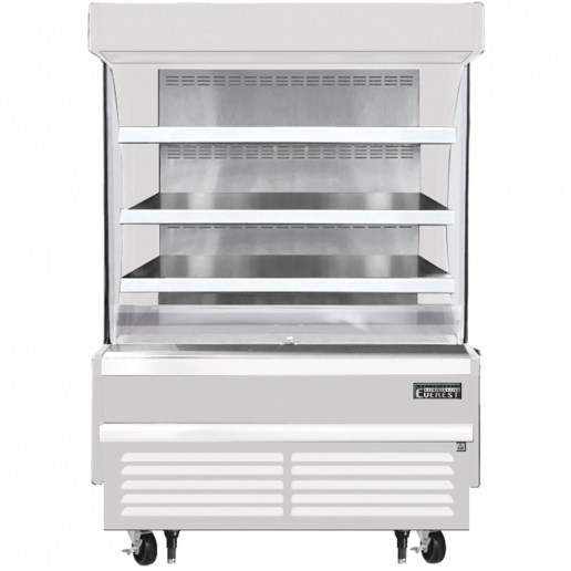 Everest EOMV48W28S 48 inch Commercial Vertical Air Curtain Merchandiser Refrigerator with 12.2 Cu. Ft. Capacity, 1 Horsepower, in White