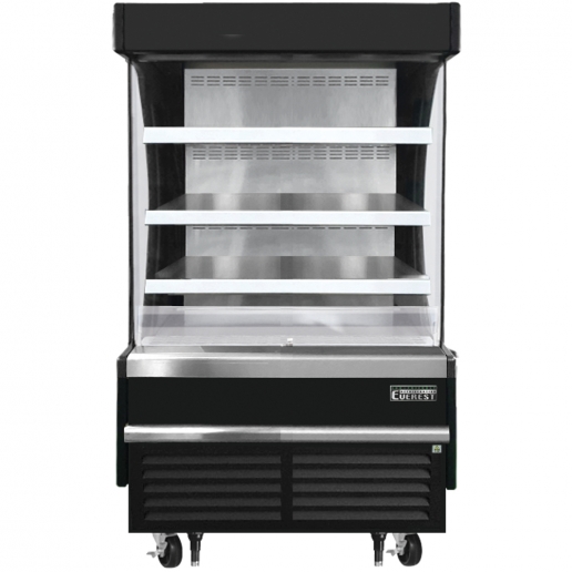 Everest EOMV36B28S 38 inch Commercial Vertical Air Curtain Merchandiser Refrigerator with 9.3 Cu. Ft. Capacity, 1/2 Horsepower, in Black