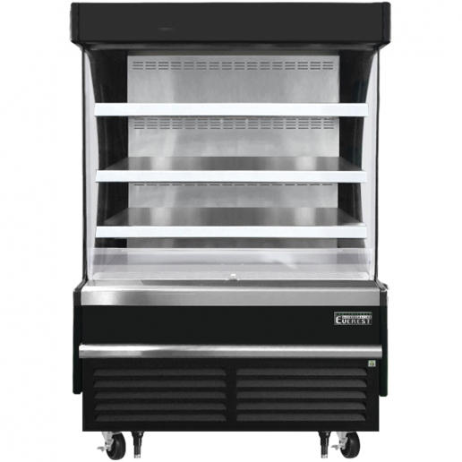 Everest EOMV48B28S 48 inch Commercial Vertical Air Curtain Merchandiser Refrigerator with 12.2 Cu. Ft. Capacity, 1 Horsepower, in Black