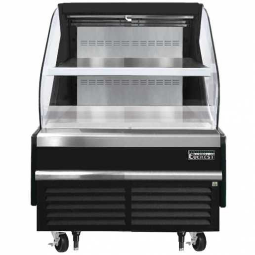 Everest EOMH36B35T 38 inch Commercial Horizontal Open Air Merchandiser Refrigerator with 7.4 Cu. Ft. Capacity, 1/2 Horsepower, in Black