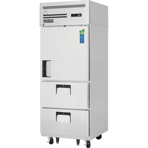 [ESR1D2] Everest ESR1D2 29 inch 1 Section Half Door and Drawer Combo Upright Reach-In Refrigerator with 23 Cu. Ft. Capacity, 1/4 Horsepower, in Stainless Steel