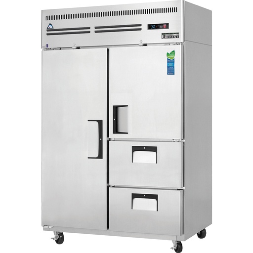 [ESR2D2] Everest ESR2D2 50 inch Commercial 2 Section Full/Half Door and Drawer Combo Upright Reach-In Refrigerator with 48 Cu. Ft. Capacity, 1/3 Horsepower, in Stainless Steel