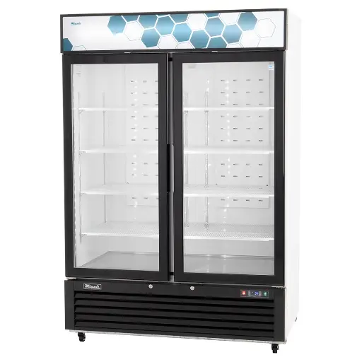 [C49RMHC] Migali C49RMHC Competitor Series 55 inch Commercial Two Section Reach-In Glass Door Merchandiser Refrigerator with 49 cu.ft. Capacity, 1/4+ Horsepower 