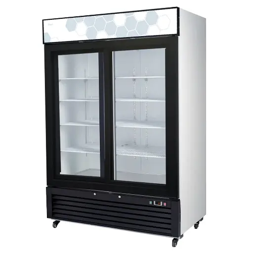 [C49RSHC] Migali C49RSHC Competitor Series 55 inch Commercial 2 Section Reach-In Sliding Glass Door Merchandiser Refrigerator with 49 cu.ft. Capacity, 1/4 Horsepower in White