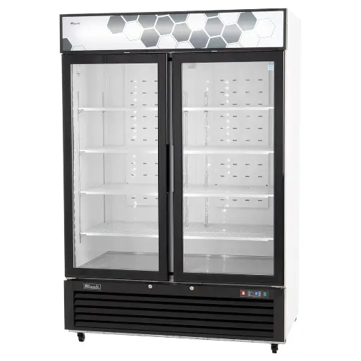 [C49FMHCE] Migali C49FMHCE Competitor Series 55 inch Commercial 2-Section Reach-In Glass Door Merchandiser Freezer with 49cu.ft. Capacity, 3/4 Horsepower 