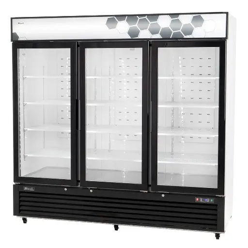 [C72FMHC] Migali C72FMHC Competitor Series 82 inch Commercial 3-Section Reach-In Glass Door Merchandiser Freezer with 72cu.ft. Capacity, 1 1/2 Horsepower