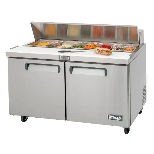 [CSP6016HC] Migali CSP6016HC Competitor Series 60 inch Commercial 2-Door, 16-Pan Sandwich Prep Table Refrigerator with 18 cu. ft. Capacity, 1/2 Horsepower, in Stainless Steel