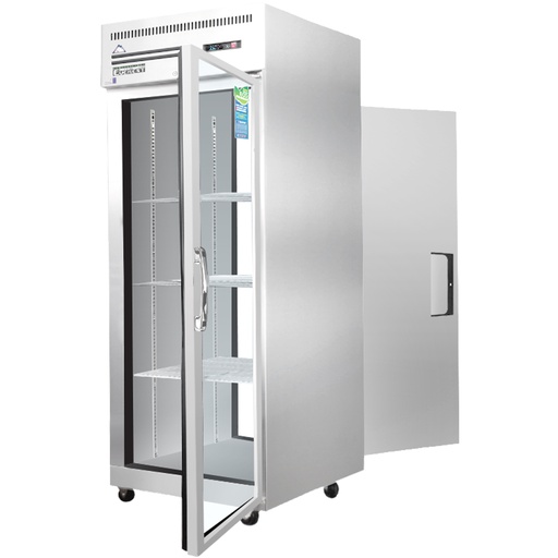 [ESPT1G1S] Everest ESPT1G1S 30 inch Commercial Glass Front/Solid Rear Upright Reach-In Pass-Thru Refrigerator with 23 Cu. Ft. Capacity, 1/4 Horsepower, in Stainless Steel