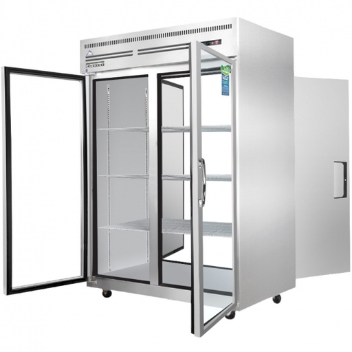 [ESPT2G2S] Everest ESPT2G2S 50 inch Commercial Glass Front/Solid Rear Upright Reach-In Pass-Thru Refrigerator with 48 Cu. Ft. Capacity, 1/3 Horsepower, in Stainless Steel