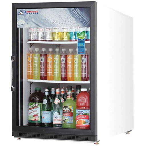 [EMGR5] Everest EMGR5 25 inch Commercial Single Swing Glass Door Merchandiser Refrigerator with 5 Cu. Ft. Capacity, 1/5 Horsepower, in White