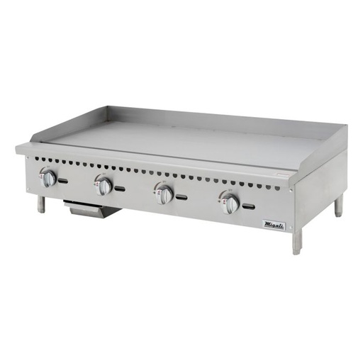 [CG48] Migali CG48 Competitor Series 48 inch Commercial Manual Griddle with 4 burners, 3/4 inch thick Steel Plate, 120,000 Total BTU, in Stainless Steel