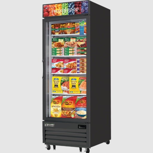 [EMGF23B] Everest EMGF23B 30 inch Commercial Single Swing Glass Door Merchandiser Freezer with 23 Cu. Ft. Capacity, 1 Horsepower, in Black