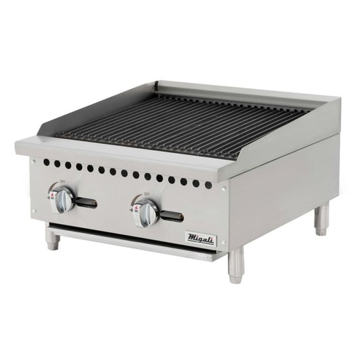 [CCR24] Migali CCR24 24 inch Commercial Char-Rock Broiler with 2-Burners, Manual Controls, 70,000 BTU, in Stainless Steel