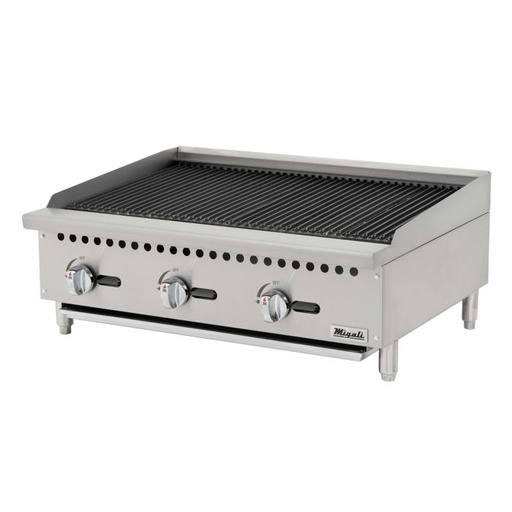 [CRB36] Migali CRB36 36 inch Commercial Wide Radiant Broiler with 3 burners, Manual Controls, 105000 BTU, in Stainless Steel