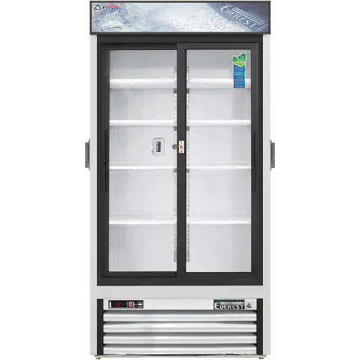 [EMGR33C] Everest EMGR33C 40 inch Commercial Double Sliding Glass Door Chromatography Refrigerator with 33 Cu. Ft. Capacity, 1/3 Horsepower, in White