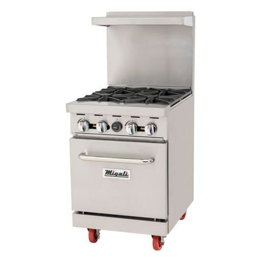 [CRO4LP] Migali CRO4LP 24 inch Commercial Range with 4 Burners, (1) Oven, Liquid Propane, 116000 Total BTU, in Stainless Steel
